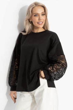 Футболка чёрная с декоративными рукавами Charutti(фото3)