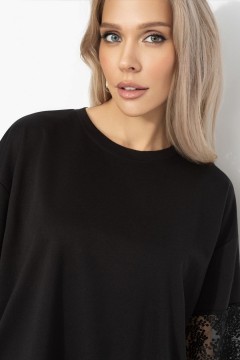 Футболка чёрная с декоративными рукавами Charutti(фото4)