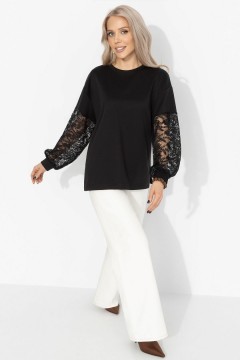 Футболка чёрная с декоративными рукавами Charutti(фото2)