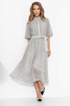 Платье кружевное серое на трикотажном подкладе Charutti(фото5)