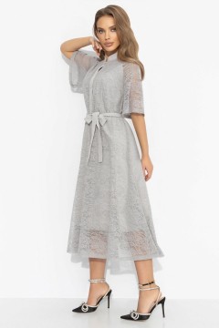 Платье кружевное серое на трикотажном подкладе Charutti(фото7)
