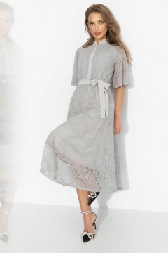 Платье кружевное серое на трикотажном подкладе Charutti(фото6)