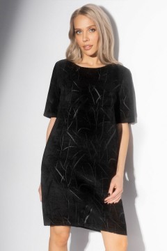 Платье чёрное из бархатистого велюра с карманами Charutti(фото8)