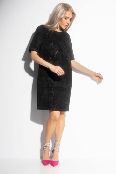 Платье чёрное из бархатистого велюра с карманами Charutti(фото5)