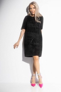 Платье чёрное из бархатистого велюра с карманами Charutti(фото2)
