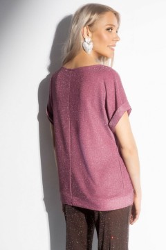 Футболка нарядная трикотажная розовая с эффектом голограммы Charutti(фото5)