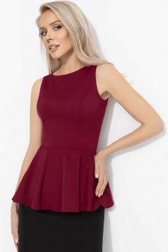 Блузка бордовая без рукавов с баской Charutti