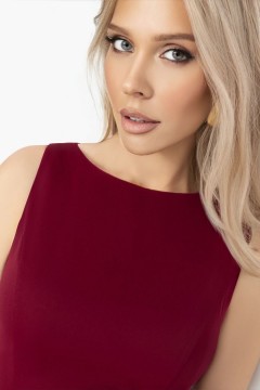 Блузка бордовая без рукавов с баской Charutti(фото4)