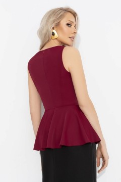 Блузка бордовая без рукавов с баской Charutti(фото7)