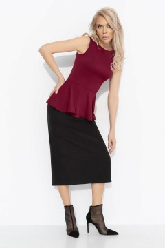 Блузка бордовая без рукавов с баской Charutti(фото2)