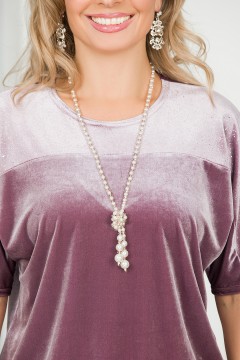 Блуза пудровая из бархата с блеском Lavira(фото4)