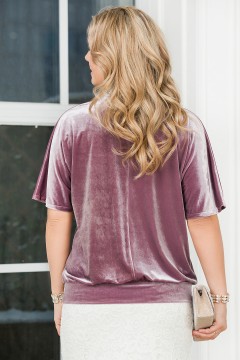 Блуза пудровая из бархата с блеском Lavira(фото6)