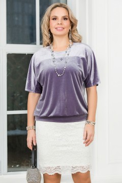 Блуза серо-фиолетового цвета из бархата с блеском Lavira(фото2)