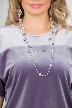 Блуза серо-фиолетового цвета из бархата с блеском Lavira(фото3)