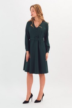 Платье миди зелёное с поясом Braslava(фото2)