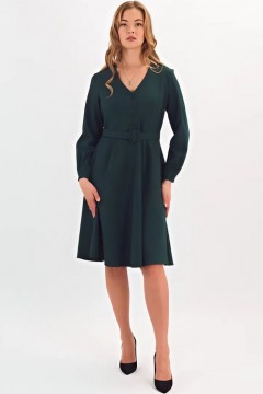 Платье миди зелёное с поясом Braslava