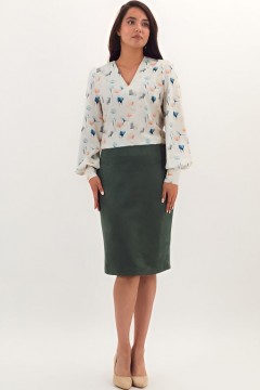 Юбка-карандаш светло-зелёная из искусственной замши Braslava