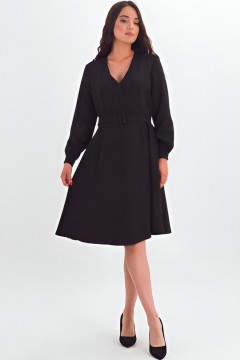 Платье миди чёрное с поясом Braslava
