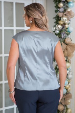 Топ серый нарядный из атласа Venusita(фото5)
