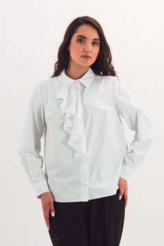Рубашка белая из хлопка со съёмным жабо Braslava(фото6)