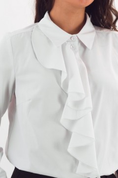 Рубашка белая из хлопка со съёмным жабо Braslava(фото3)