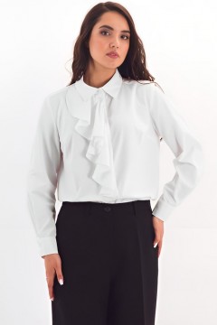 Рубашка белая из хлопка со съёмным жабо Braslava