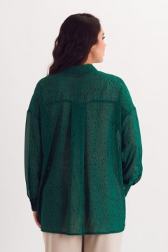 Рубашка шифоновая зелёная с принтом Braslava(фото5)