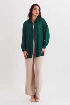 Рубашка шифоновая зелёная с принтом Braslava(фото2)