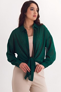 Рубашка шифоновая зелёная с принтом Braslava