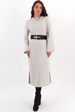 Платье-водолазка из плотного трикотажное молочного цвета Braslava