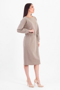 Платье миди трикотажное бежевое с принтом Braslava(фото5)