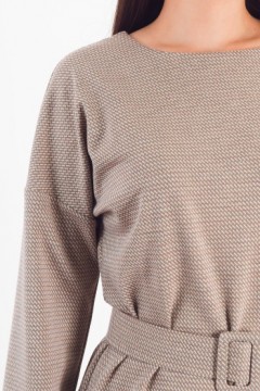 Платье миди трикотажное бежевое с принтом Braslava(фото3)