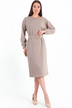 Платье миди трикотажное бежевое с принтом Braslava