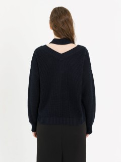 Джемпер вязаный тёмно-синий Priz(фото6)