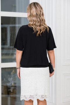 Блузка чернильного цвета с рукавами из сетки Lavira(фото4)