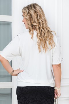 Блузка молочного цвета с рукавами из сетки Lavira(фото4)