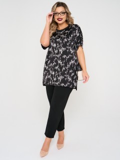 Блузка чёрная из шифона с принтом Dora(фото2)