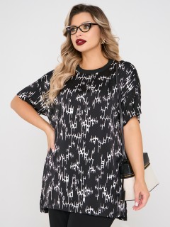 Блузка чёрная из шифона с принтом Dora(фото3)