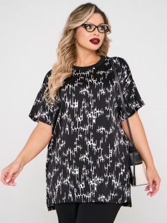 Блузка чёрная из шифона с принтом Dora(фото7)