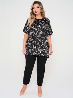 Блузка чёрная из шифона с принтом Dora(фото6)