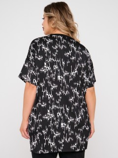 Блузка чёрная из шифона с принтом Dora(фото10)