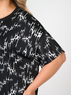 Блузка чёрная из шифона с принтом Dora(фото8)