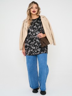 Блузка чёрная из шифона с принтом Dora(фото9)