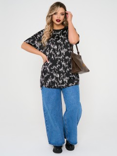 Блузка чёрная из шифона с принтом Dora(фото4)
