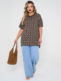 Блузка чёрная из шифона с принтом Dora(фото2)