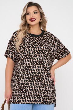 Блузка чёрная из шифона с принтом Dora