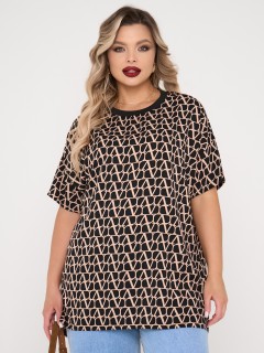 Блузка чёрная из шифона с принтом Dora(фото3)