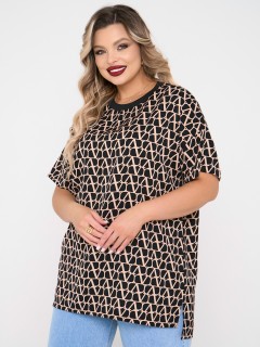 Блузка чёрная из шифона с принтом Dora(фото8)