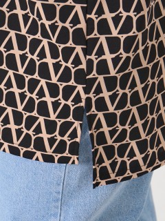 Блузка чёрная из шифона с принтом Dora(фото9)