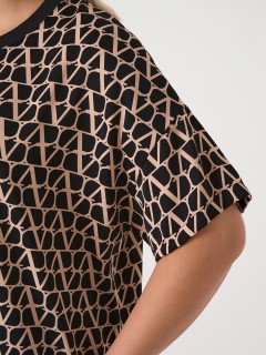 Блузка чёрная из шифона с принтом Dora(фото7)